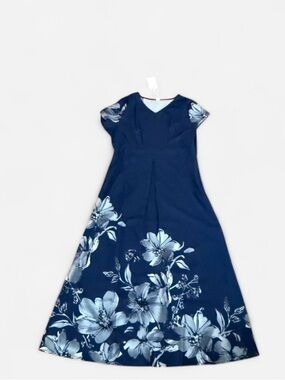 Blue Floral V-Neck Maxi Dress